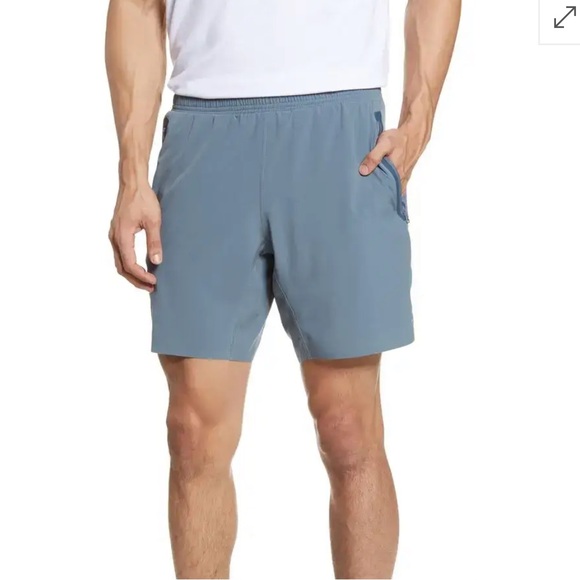 ALO Yoga Other - ALO Men’s 2 In 1 Pro Short Med Slate Blue $98 Zip Pockets Lined Gym Logo EUC